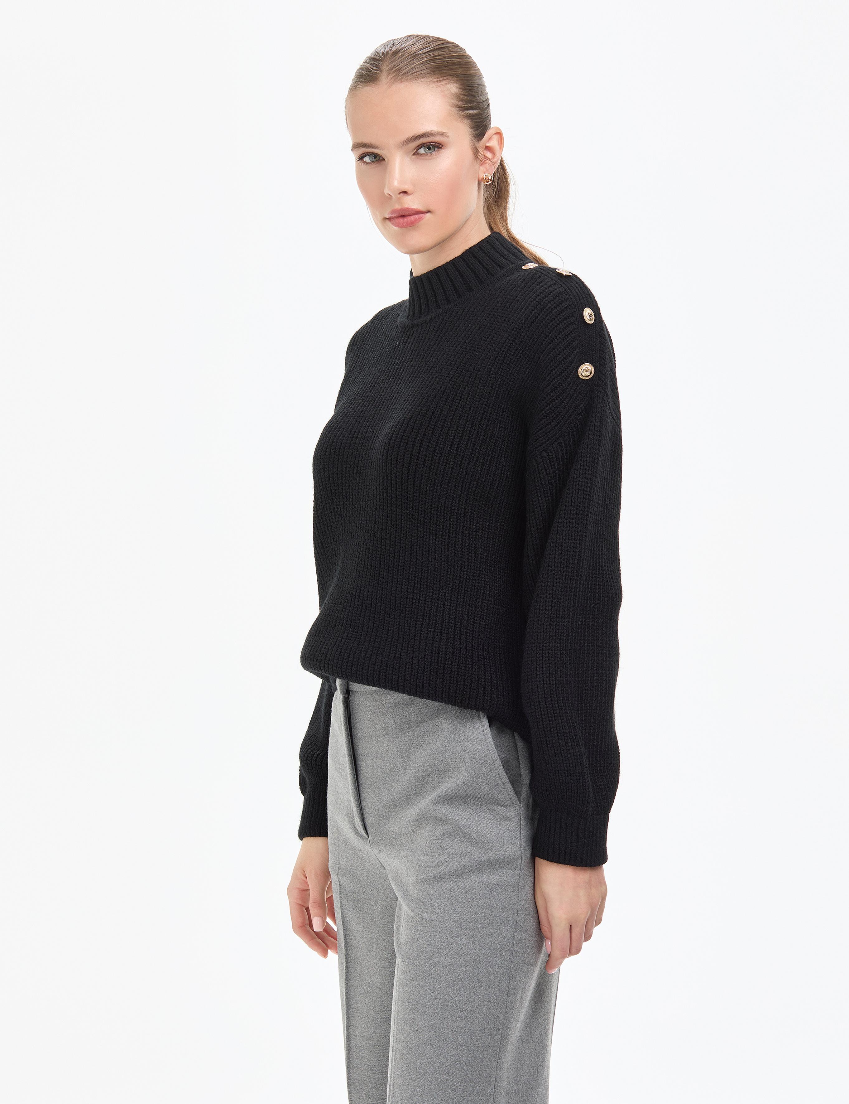 Siyah Comfort Fit Yarım Balıkçı Kazak