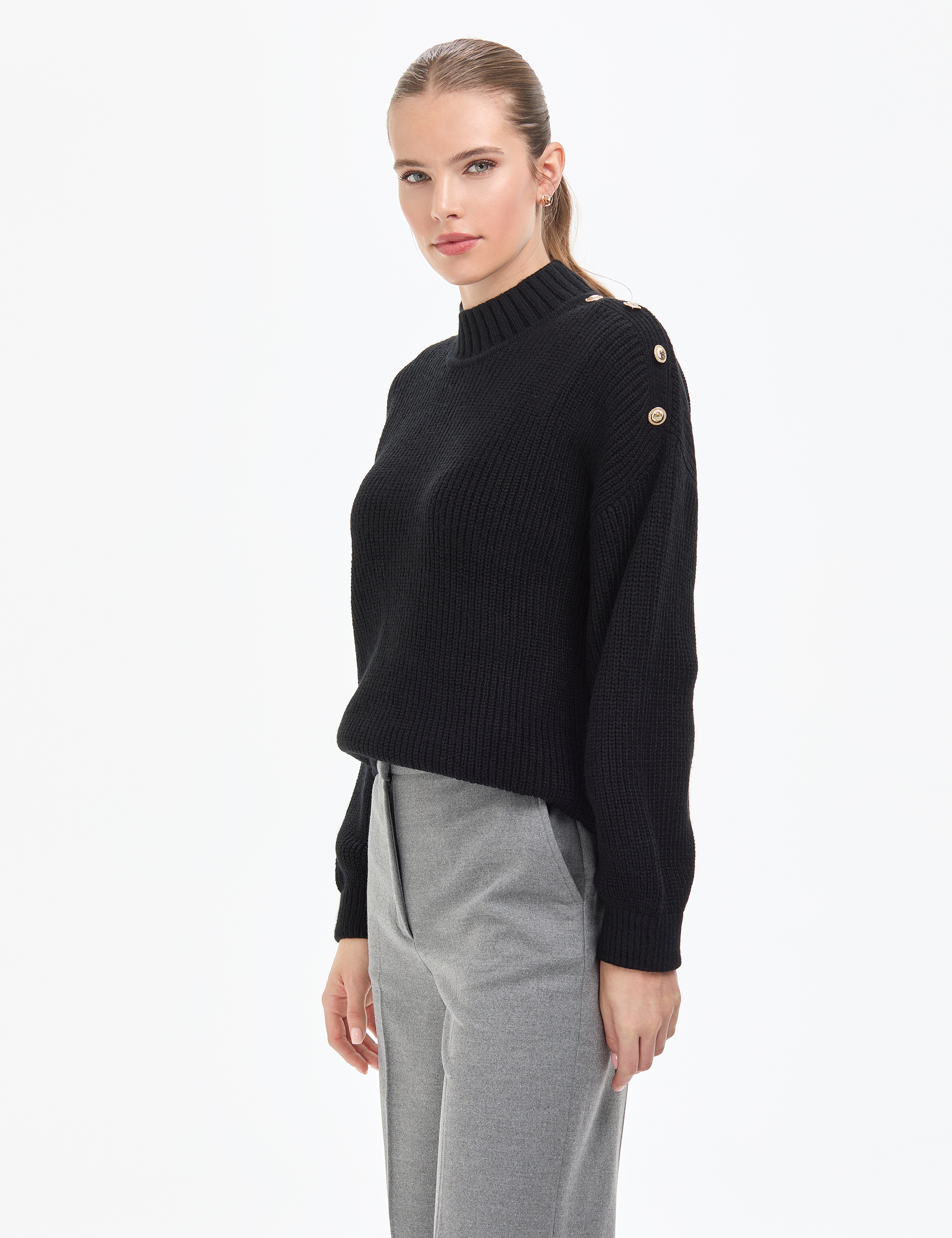 Siyah Comfort Fit Yarım Balıkçı Kazak - Image 3