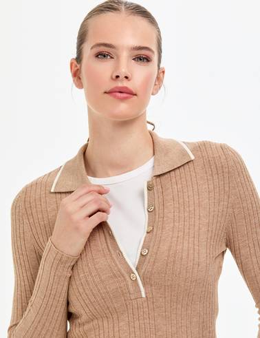 Bej Slim Fit Kazak