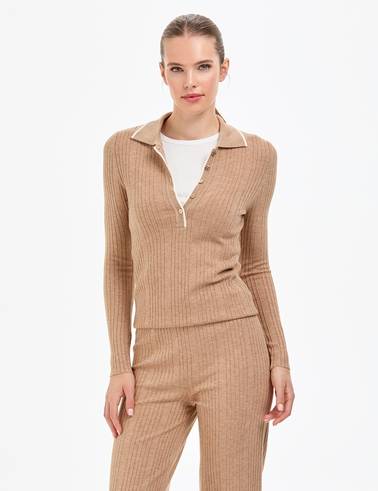 Bej Slim Fit Kazak