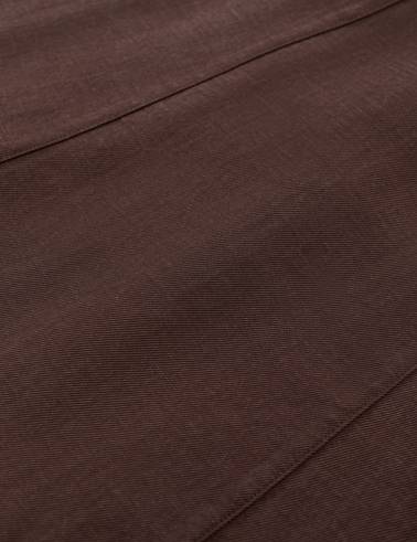 Koyu Kahverengi Comfort Fit Dokuma Elbise