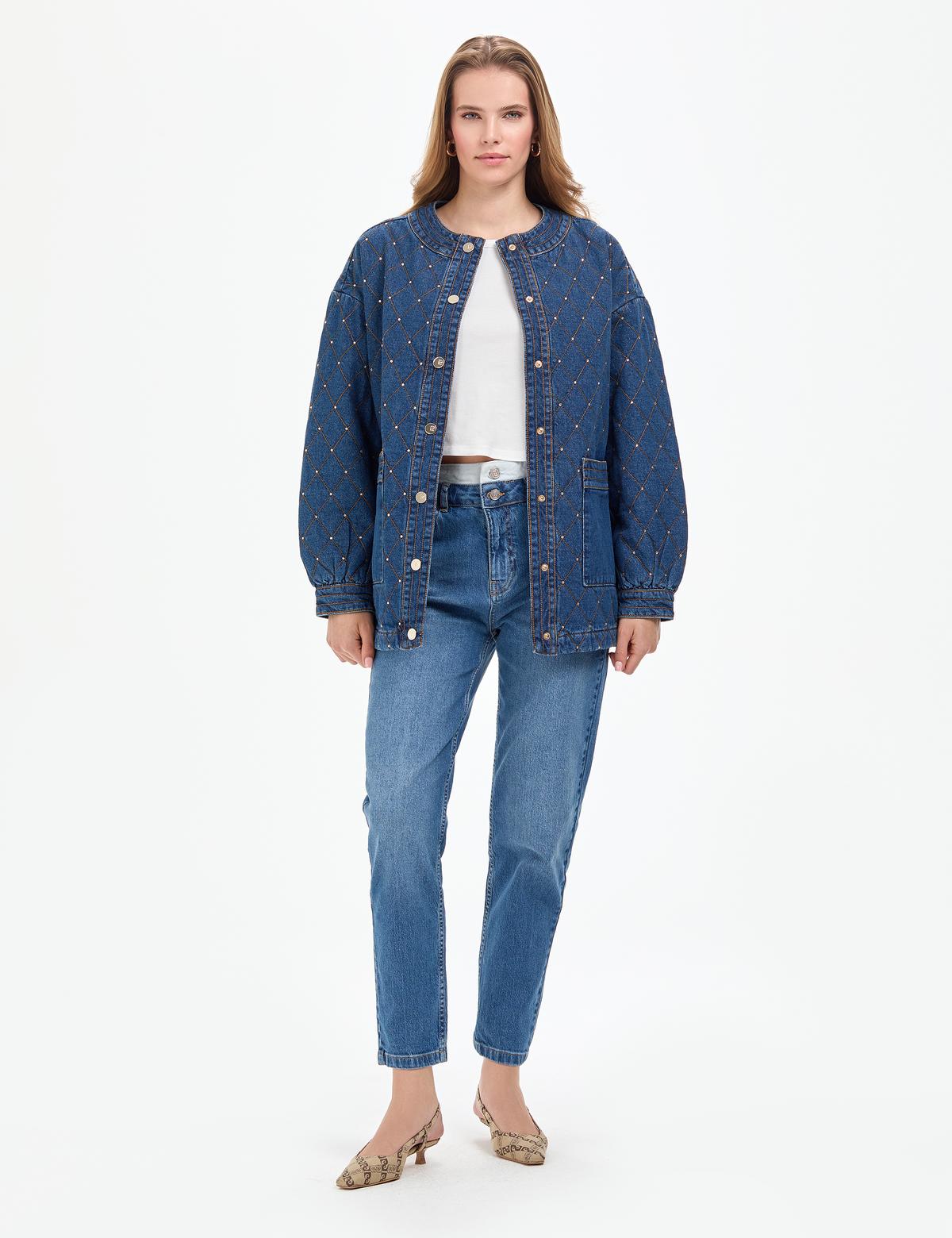 Açık Mavi Oversize Jean Ceket - 50308552005