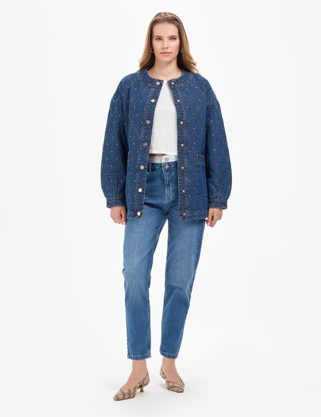 Açık Mavi Oversize Jean Ceket - 50308552005