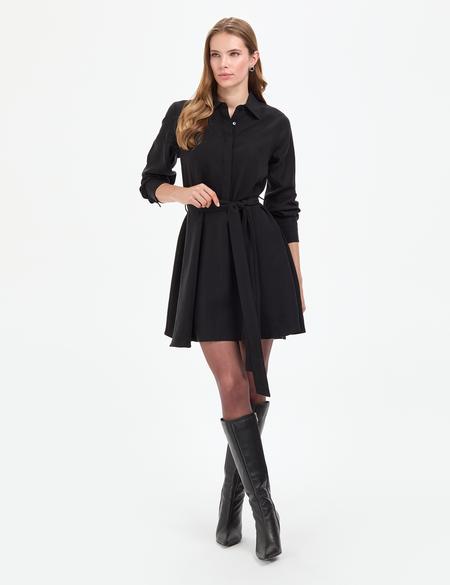 Siyah Comfort Fit Dokuma Elbise - 50318786001