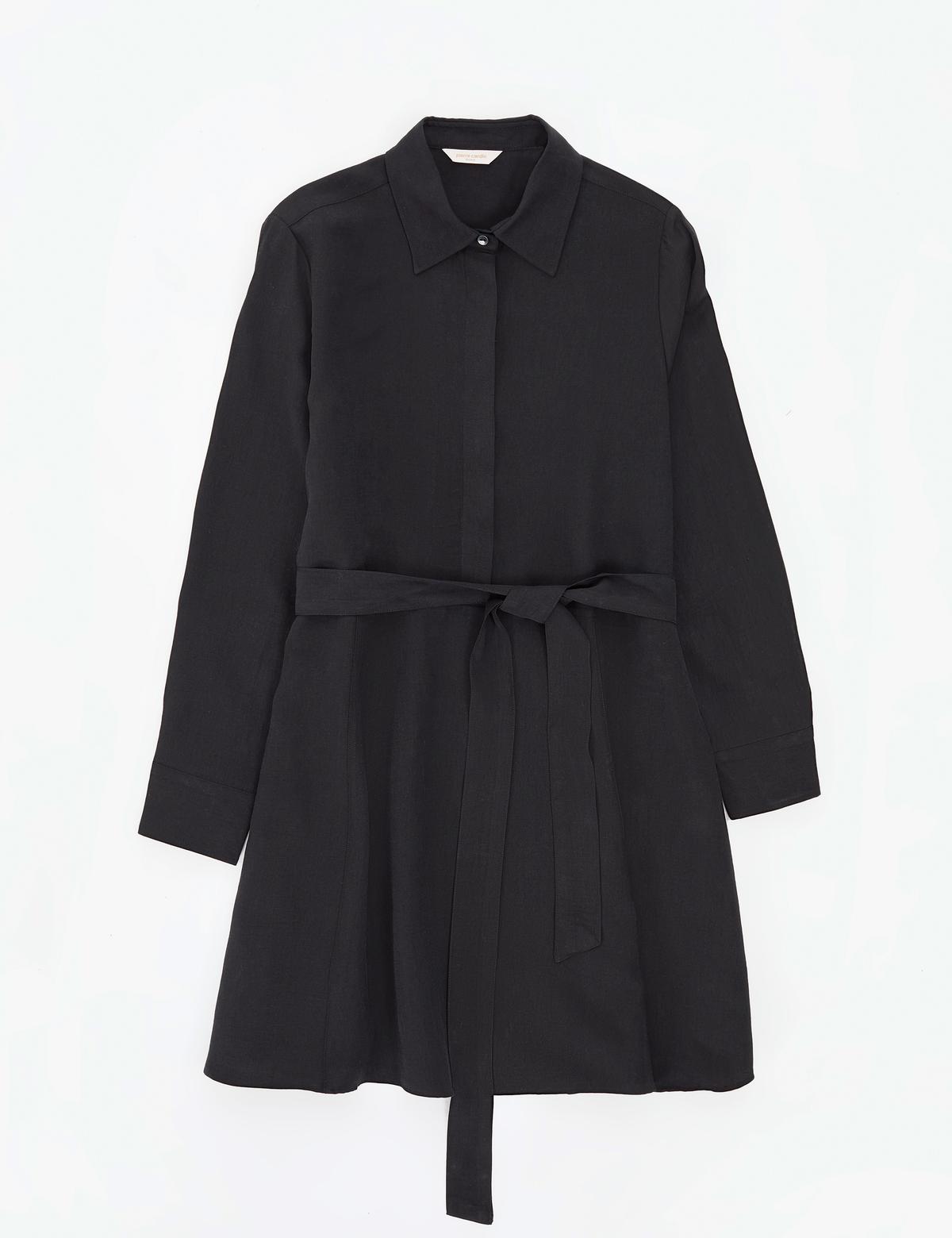 Siyah Comfort Fit Dokuma Elbise - 50318786001