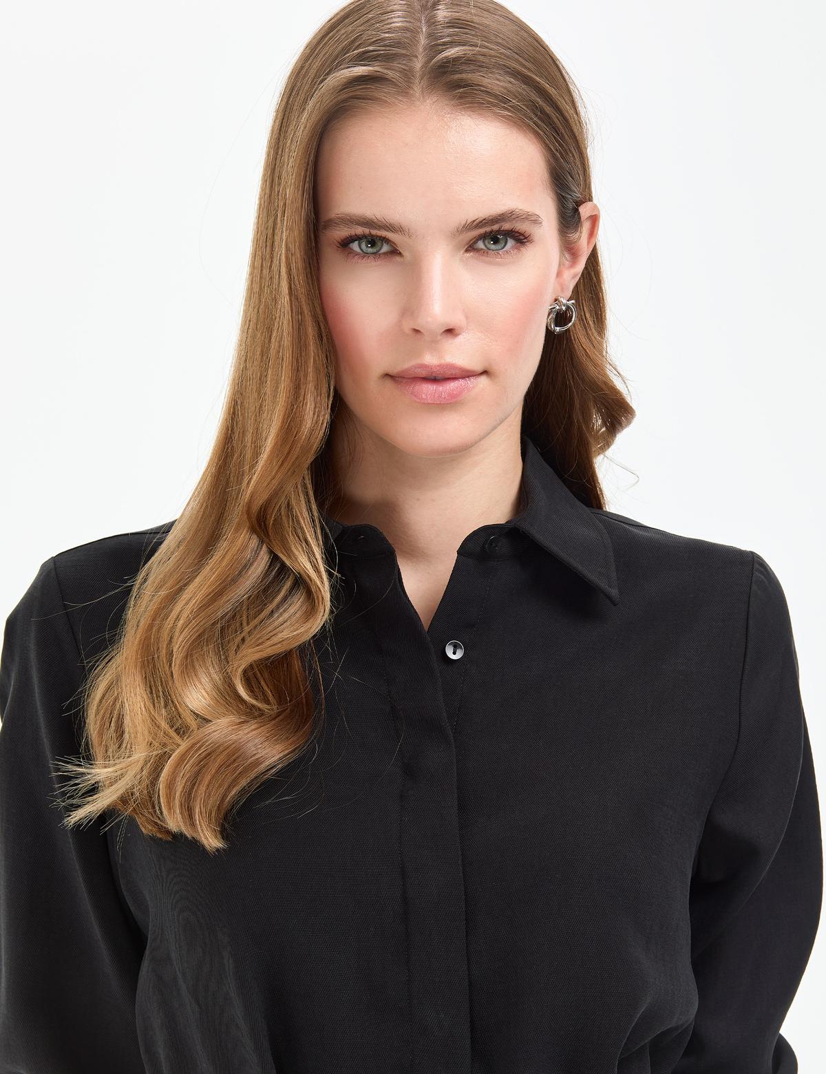 Siyah Comfort Fit Dokuma Elbise - 50318786001