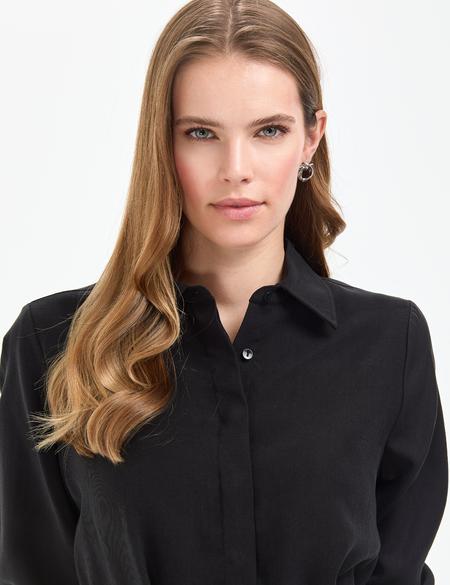 Siyah Comfort Fit Dokuma Elbise - 50318786001