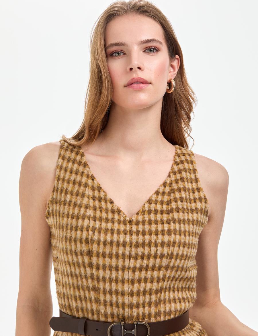 Kahverengi Standart Fit Dokuma Tulum