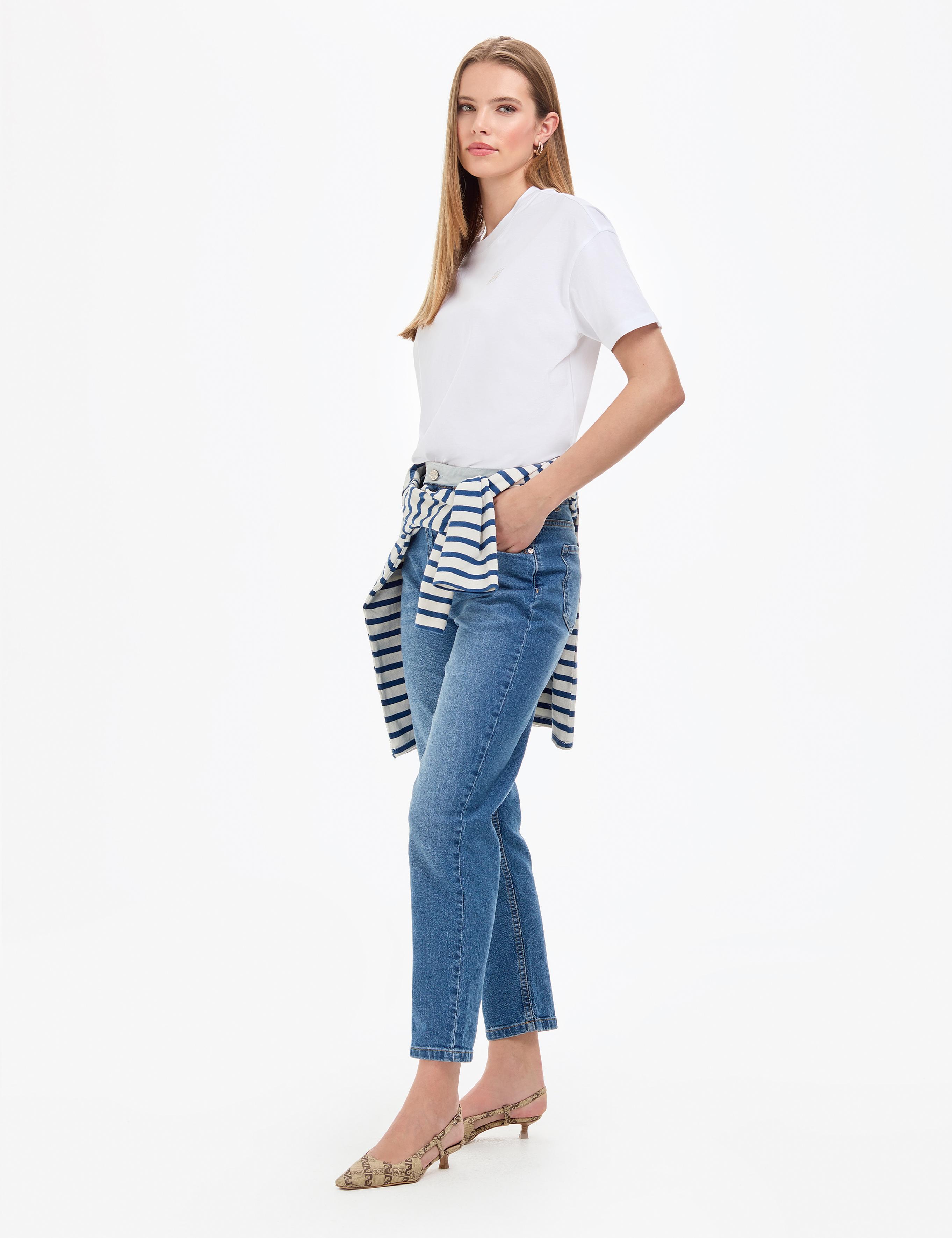 Açık Mavi Mom High Waist Fit Jean Pantolon