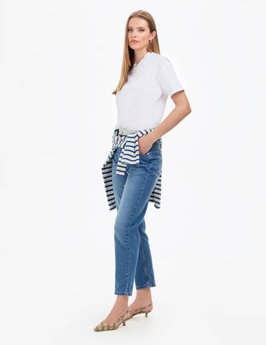 Açık Mavi Mom High Waist Fit Jean Pantolon