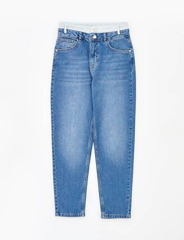 Açık Mavi Mom High Waist Fit Jean Pantolon