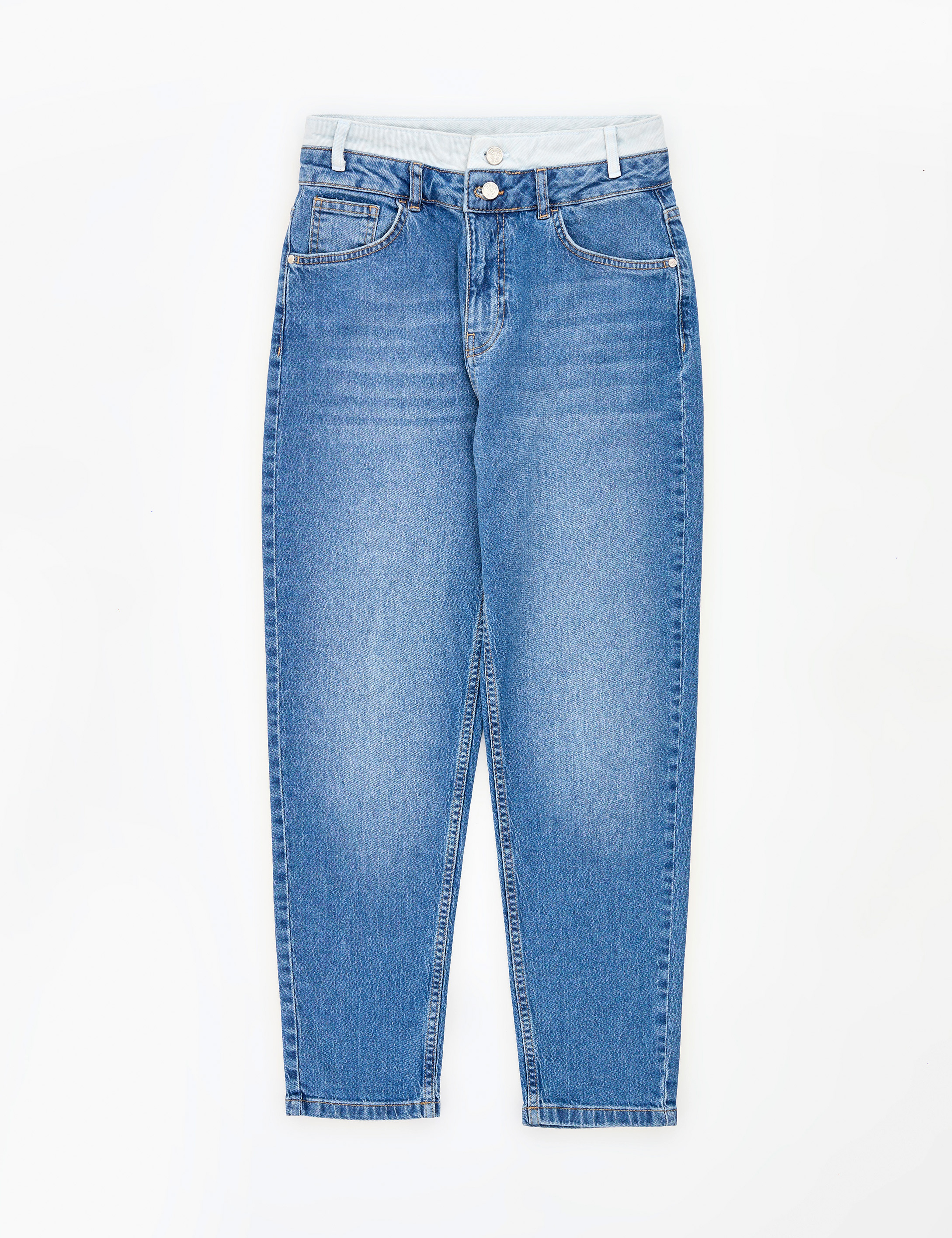 Açık Mavi Mom High Waist Fit Jean Pantolon - Image 5