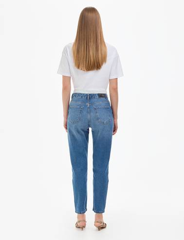 Açık Mavi Mom High Waist Fit Jean Pantolon