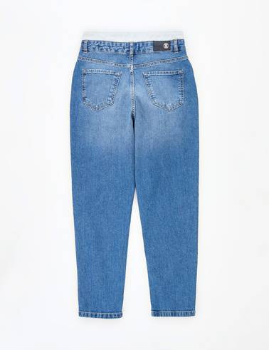 Açık Mavi Mom High Waist Fit Jean Pantolon