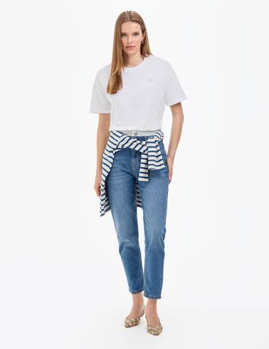 Açık Mavi Mom High Waist Fit Jean Pantolon