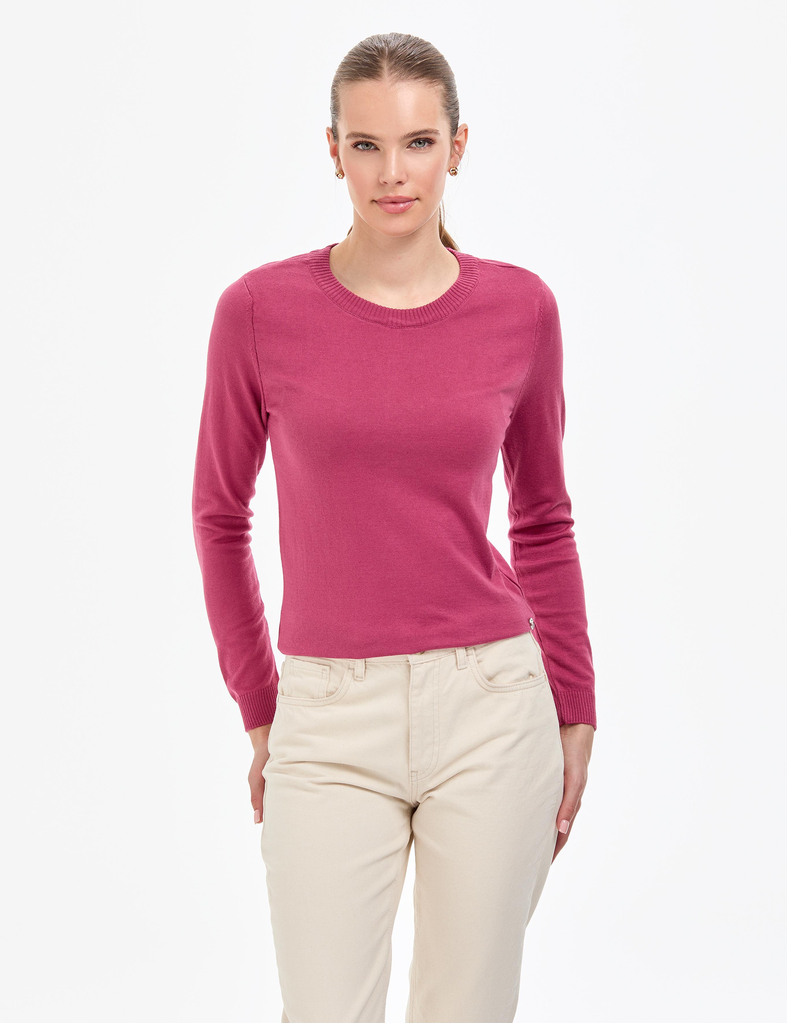 Gül Kurusu Slim Fit Bisiklet Yaka Basic Kazak