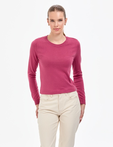 Gül Kurusu Slim Fit Bisiklet Yaka Basic Kazak