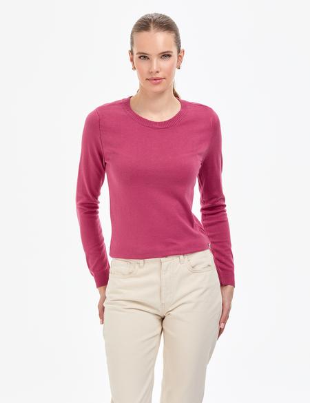 Gül Kurusu Slim Fit Bisiklet Yaka Basic Kazak - 50315758024