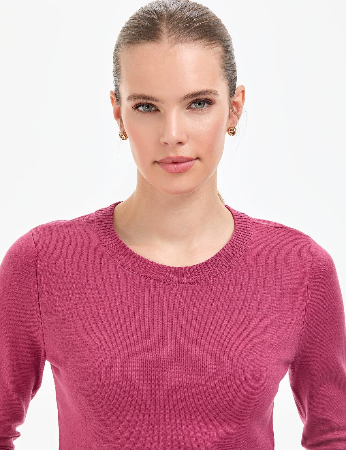 Gül Kurusu Slim Fit Bisiklet Yaka Basic Kazak - 50315758024