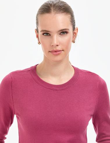 Gül Kurusu Slim Fit Bisiklet Yaka Basic Kazak