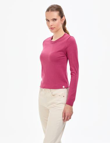 Gül Kurusu Slim Fit Bisiklet Yaka Basic Kazak