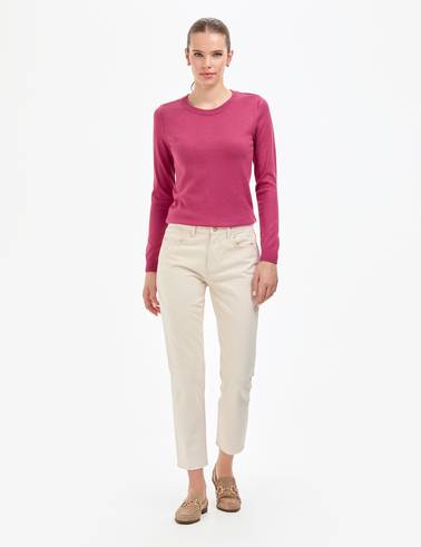 Gül Kurusu Slim Fit Bisiklet Yaka Basic Kazak