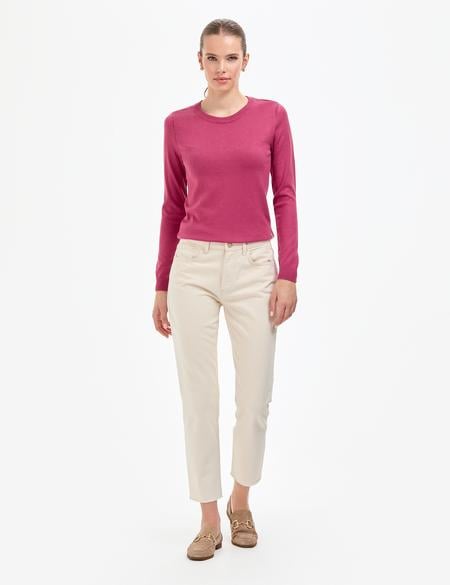 Gül Kurusu Slim Fit Bisiklet Yaka Basic Kazak - 50315758024