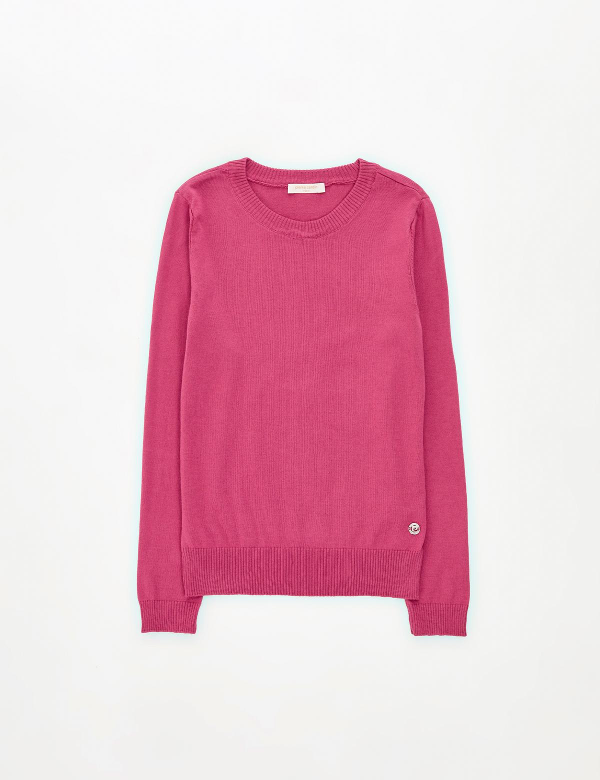 Gül Kurusu Slim Fit Bisiklet Yaka Basic Kazak - 50315758024