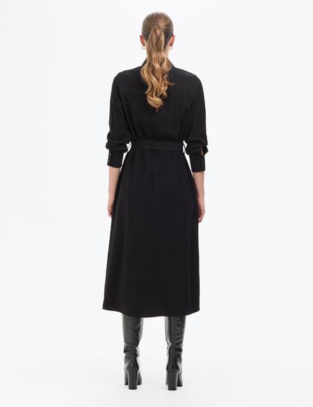 Siyah Comfort Fit Dokuma Elbise - 50318230001