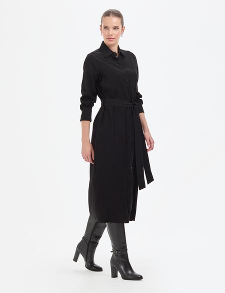 Siyah Comfort Fit Dokuma Elbise - 50318230001