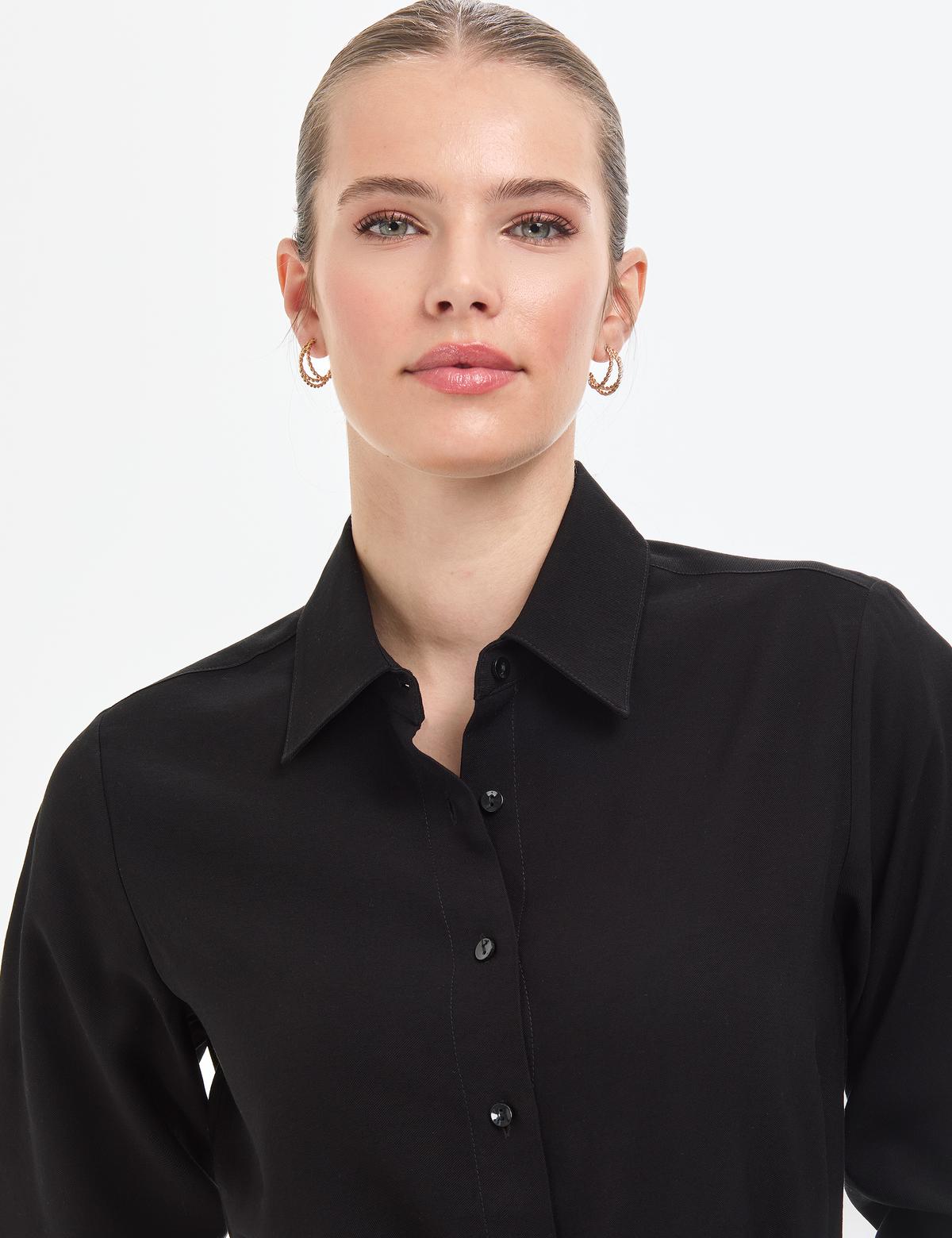 Siyah Comfort Fit Dokuma Elbise - 50318230001