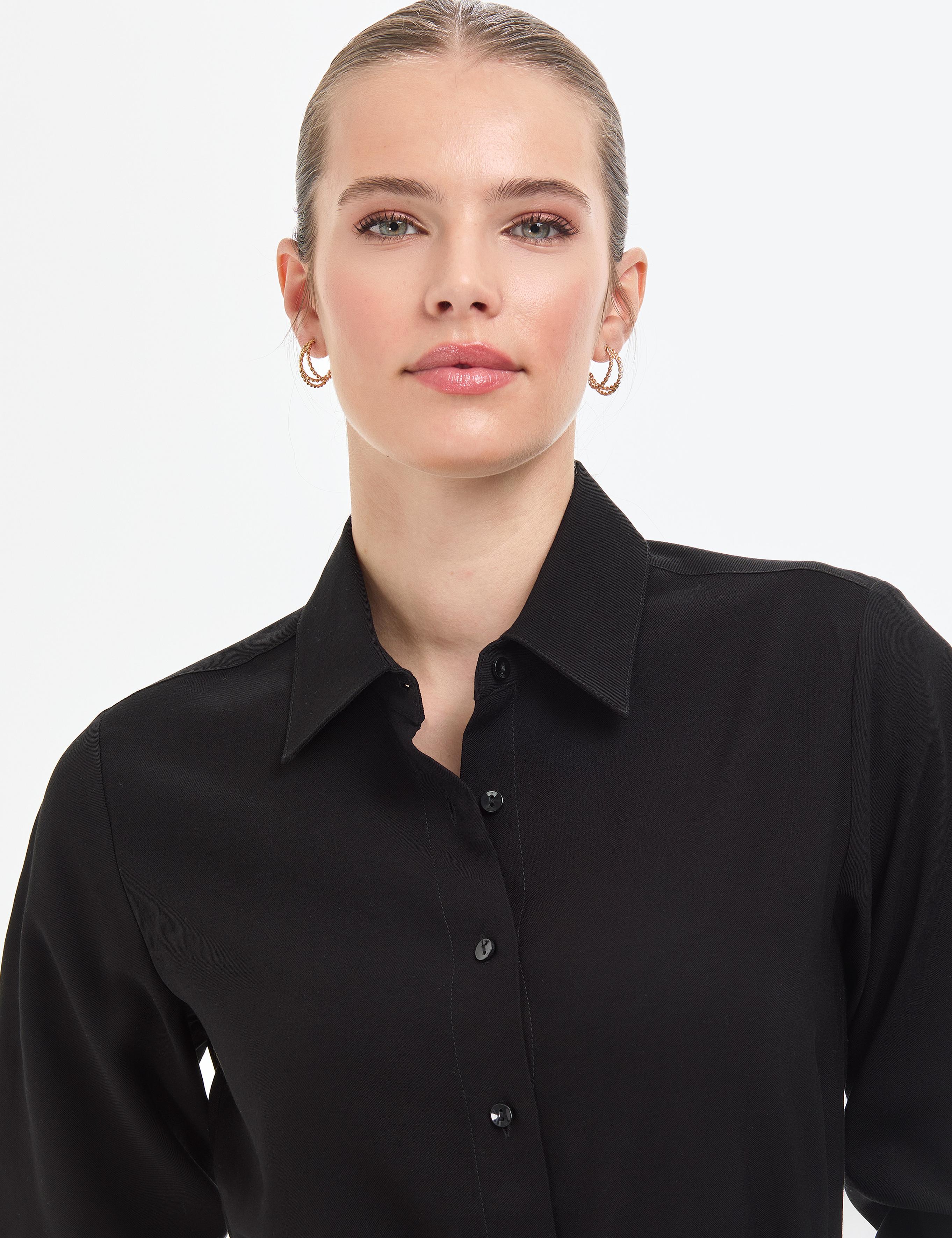 Siyah Comfort Fit Dokuma Elbise