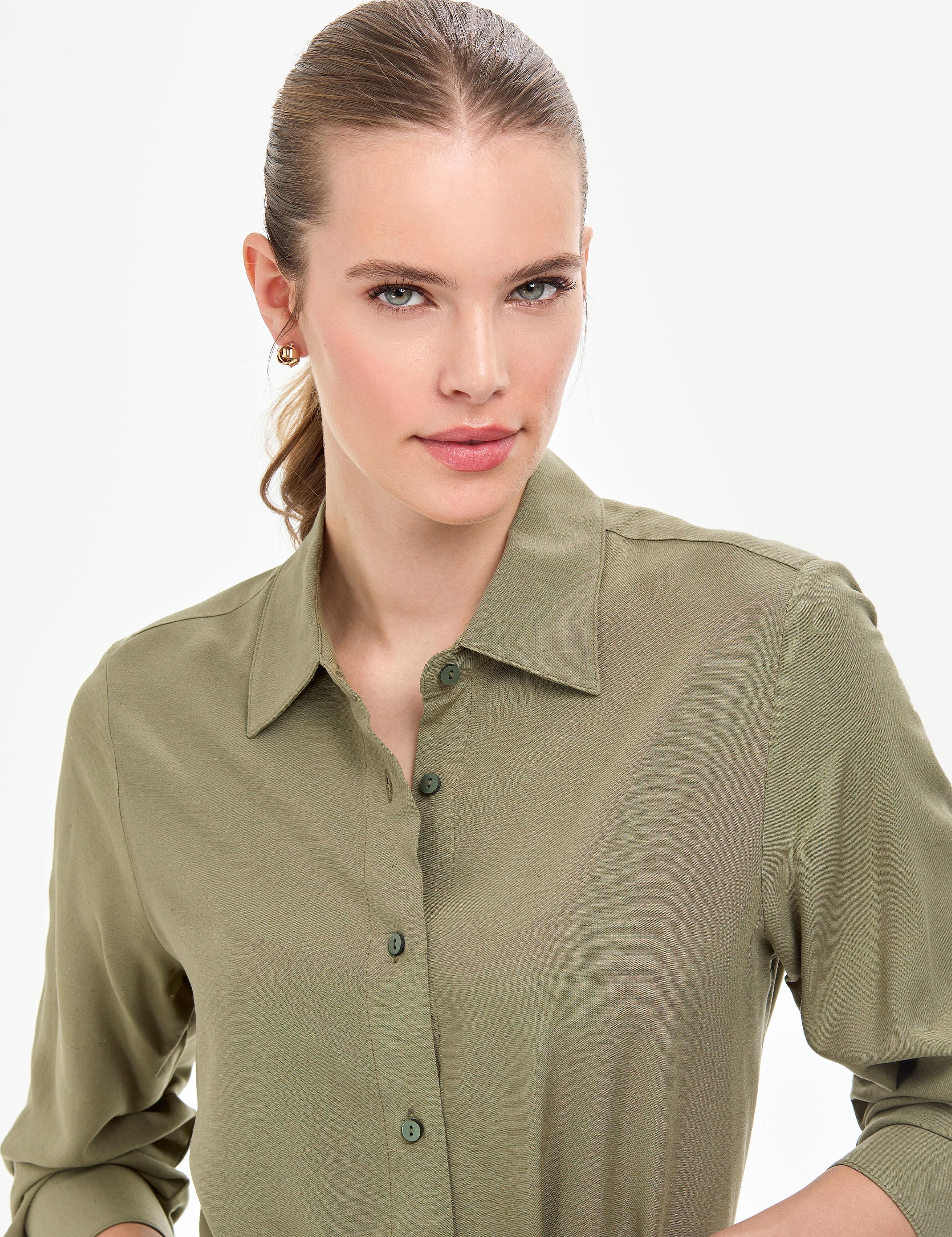 Haki Comfort Fit Dokuma Elbise