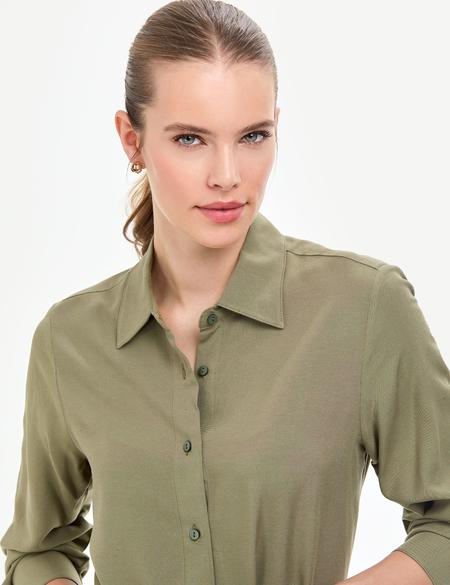 Haki Comfort Fit Dokuma Elbise - 50318233015