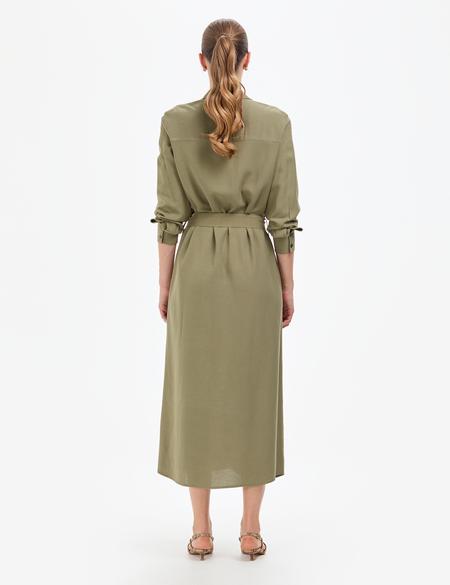 Haki Comfort Fit Dokuma Elbise - 50318233015