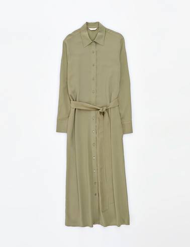 Haki Comfort Fit Dokuma Elbise