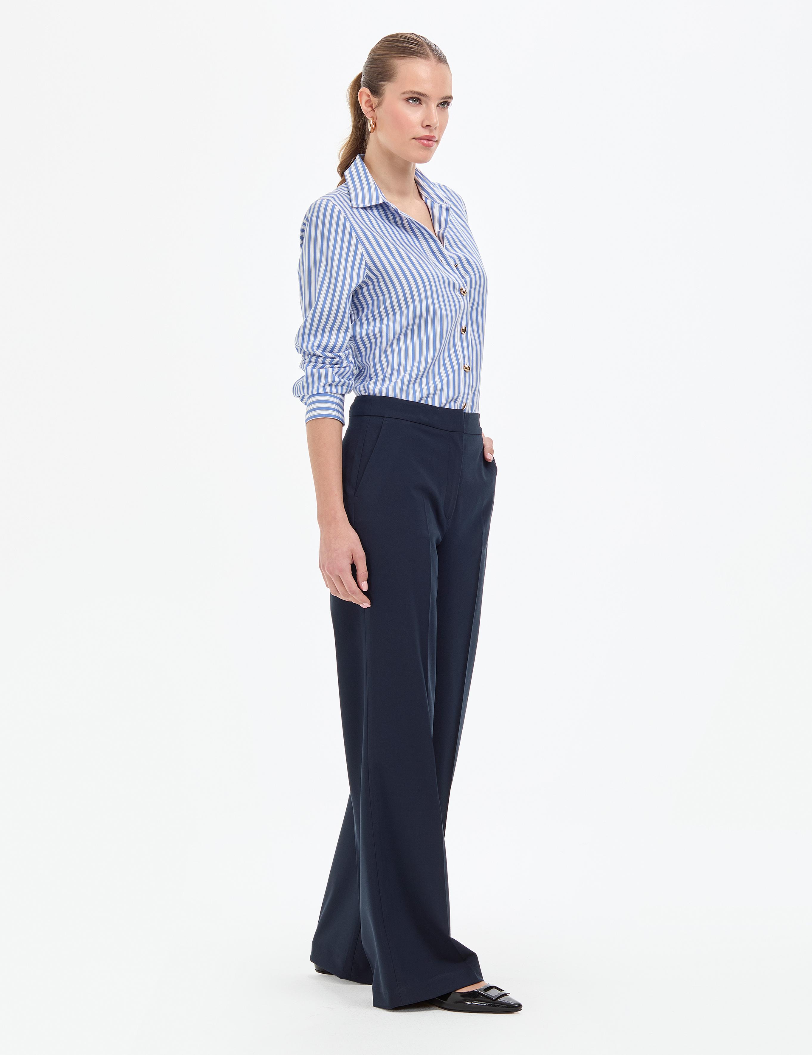 Lacivert Palazzo Kumaş Pantolon