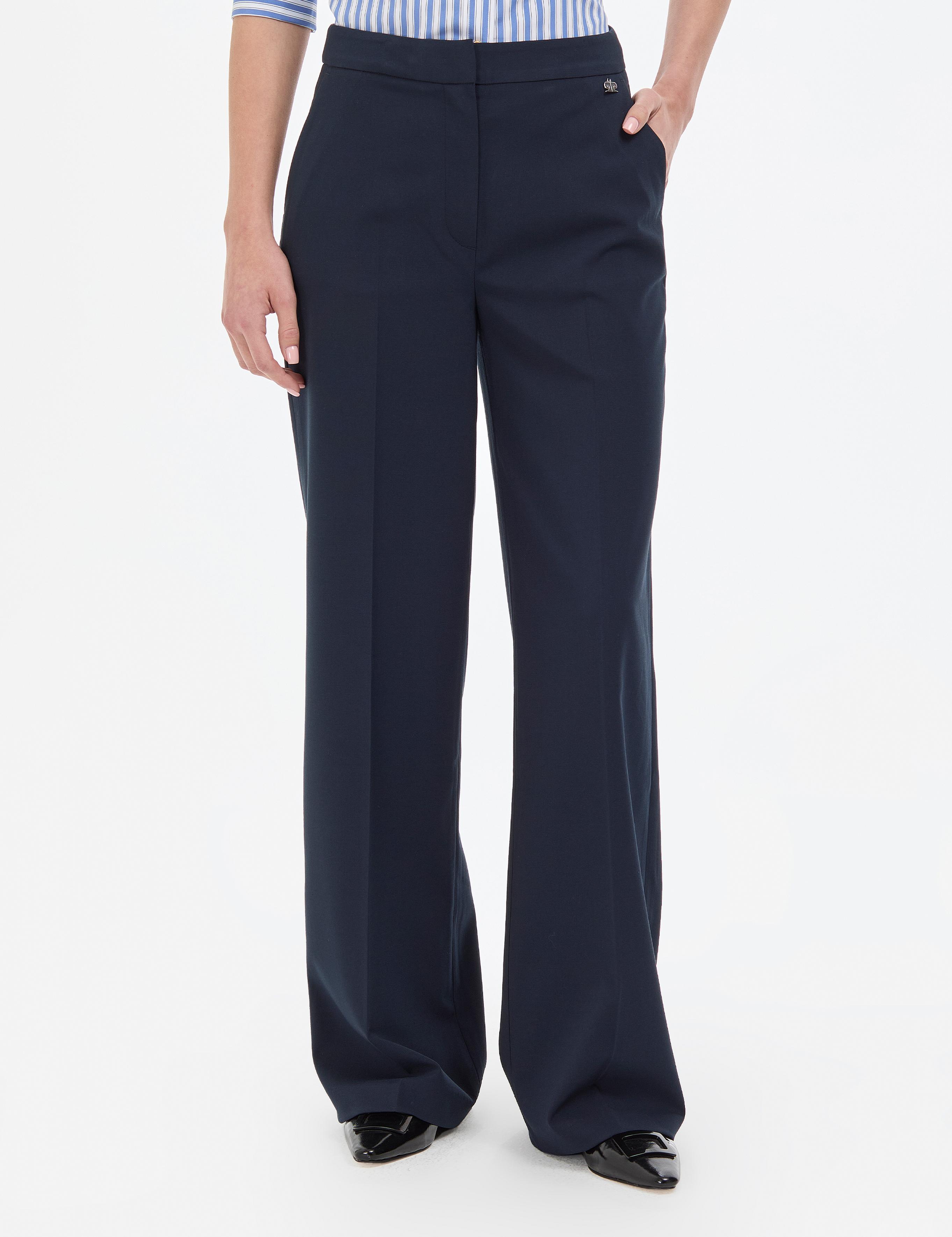 Lacivert Palazzo Kumaş Pantolon