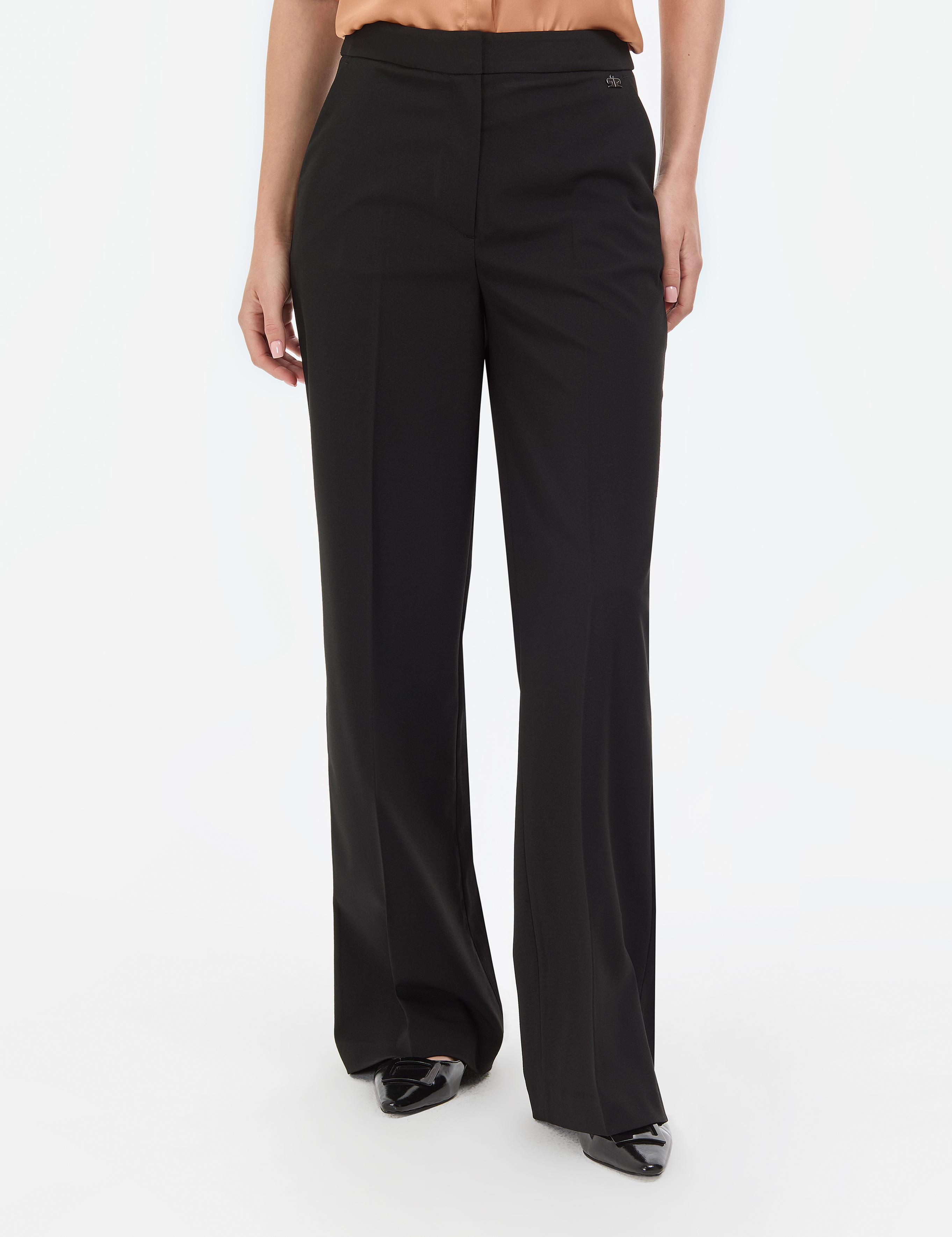 Siyah Palazzo Kumaş Pantolon