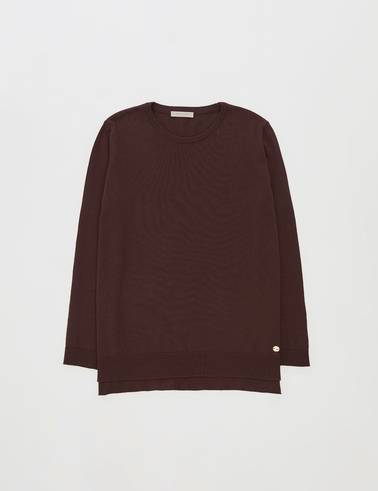 Kahverengi Comfort Fit Bisiklet Yaka Basic Kazak