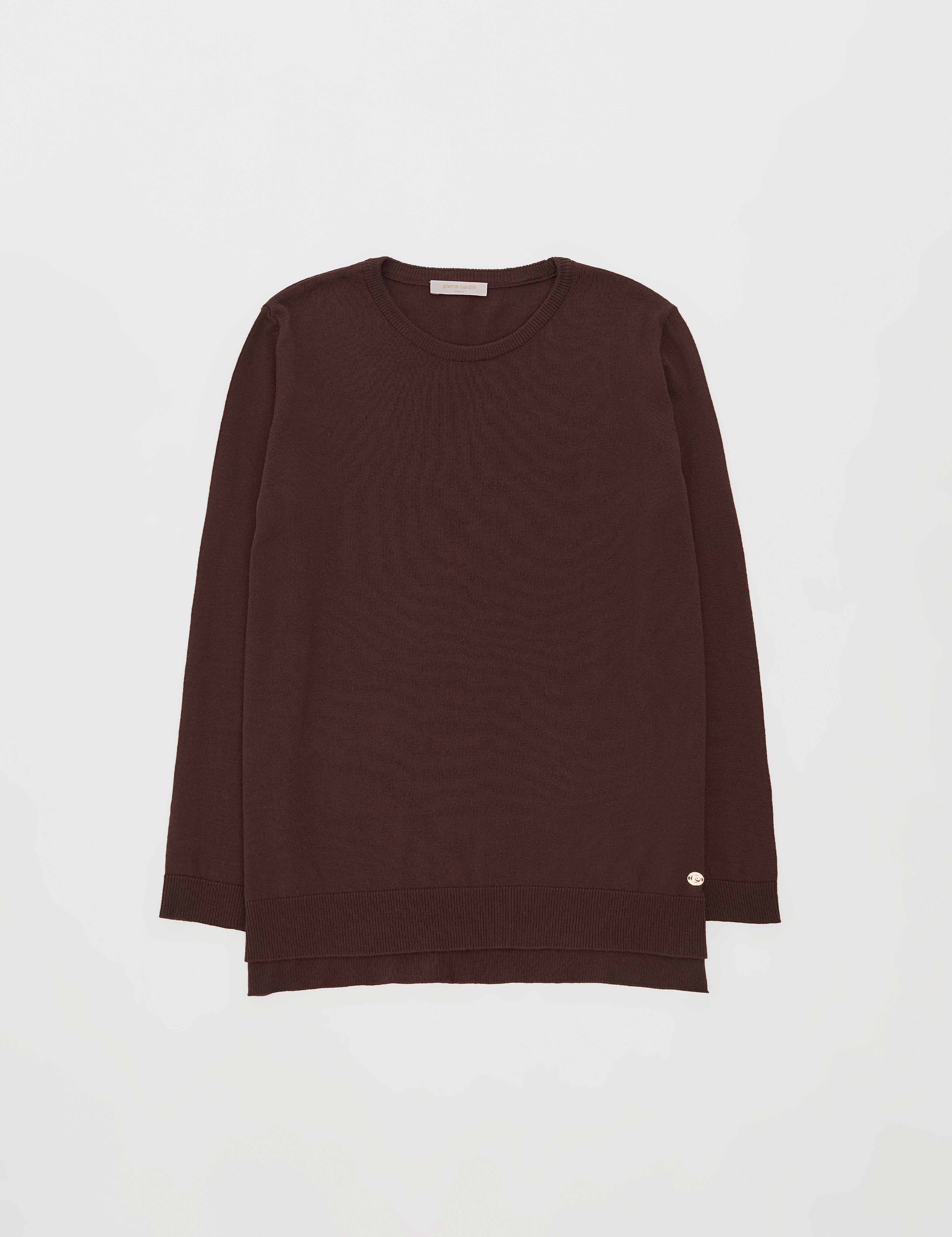 Kahverengi Comfort Fit Bisiklet Yaka Basic Kazak - Image 6