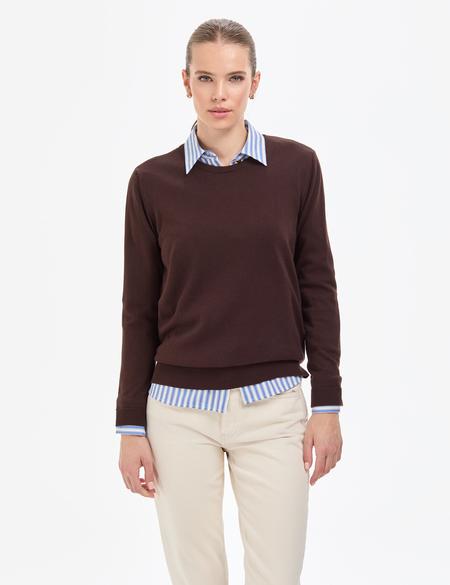 Kahverengi Comfort Fit Bisiklet Yaka Basic Kazak - 50316393026