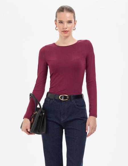 Vişne Slim Fit Örme Bluz - 50317061045