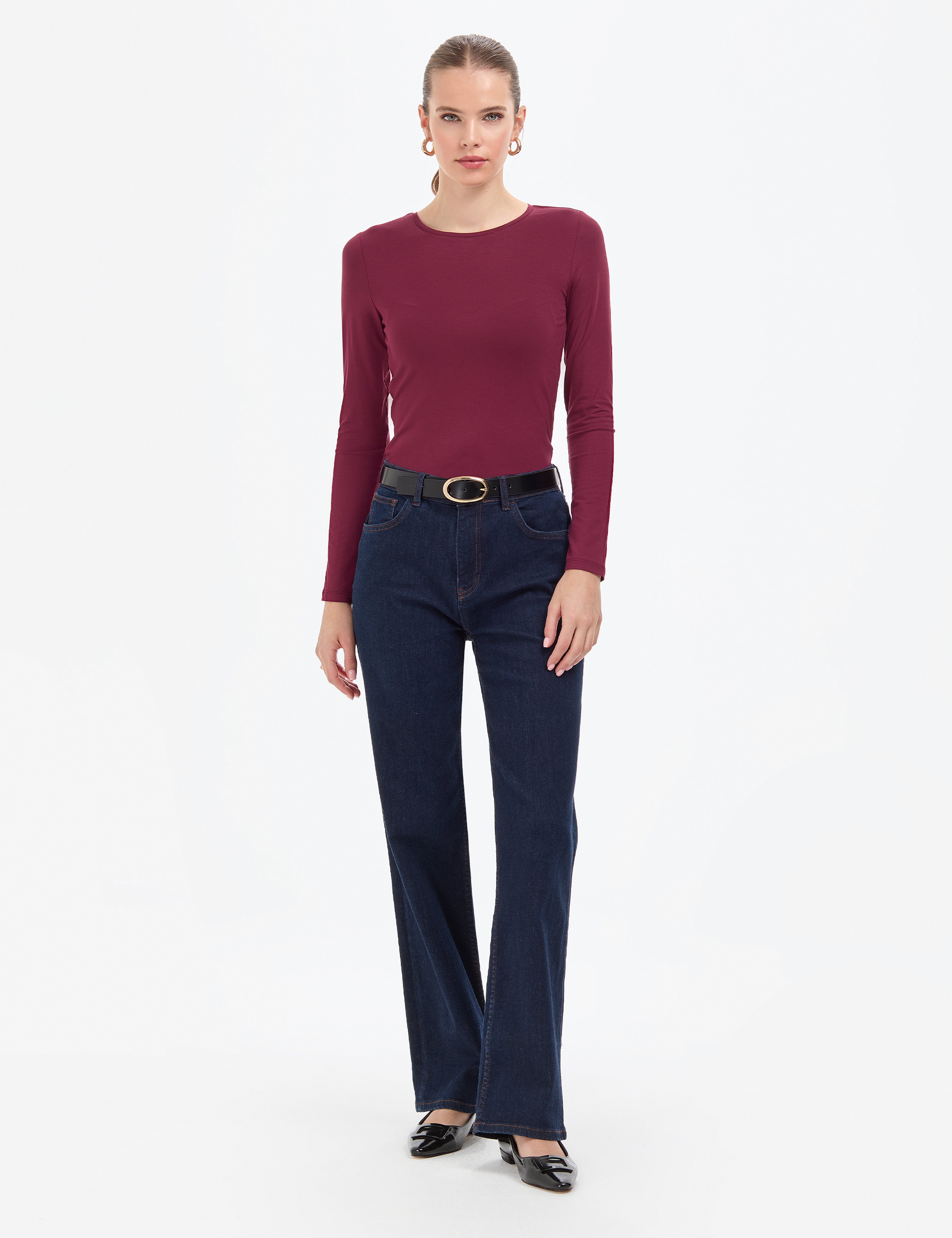 Vişne Slim Fit Örme Bluz