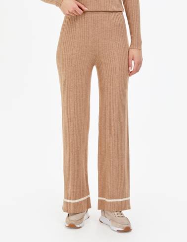 Bej Loose Fit Triko Pantolon