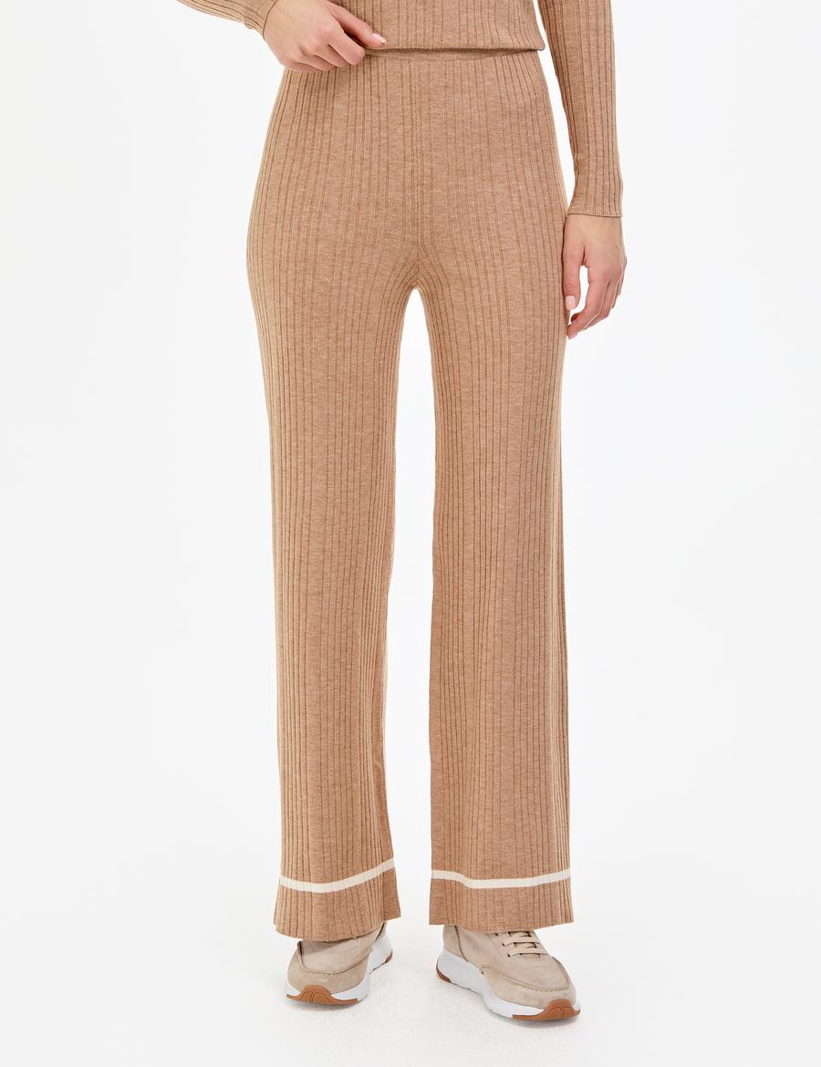 Bej Loose Fit Triko Pantolon