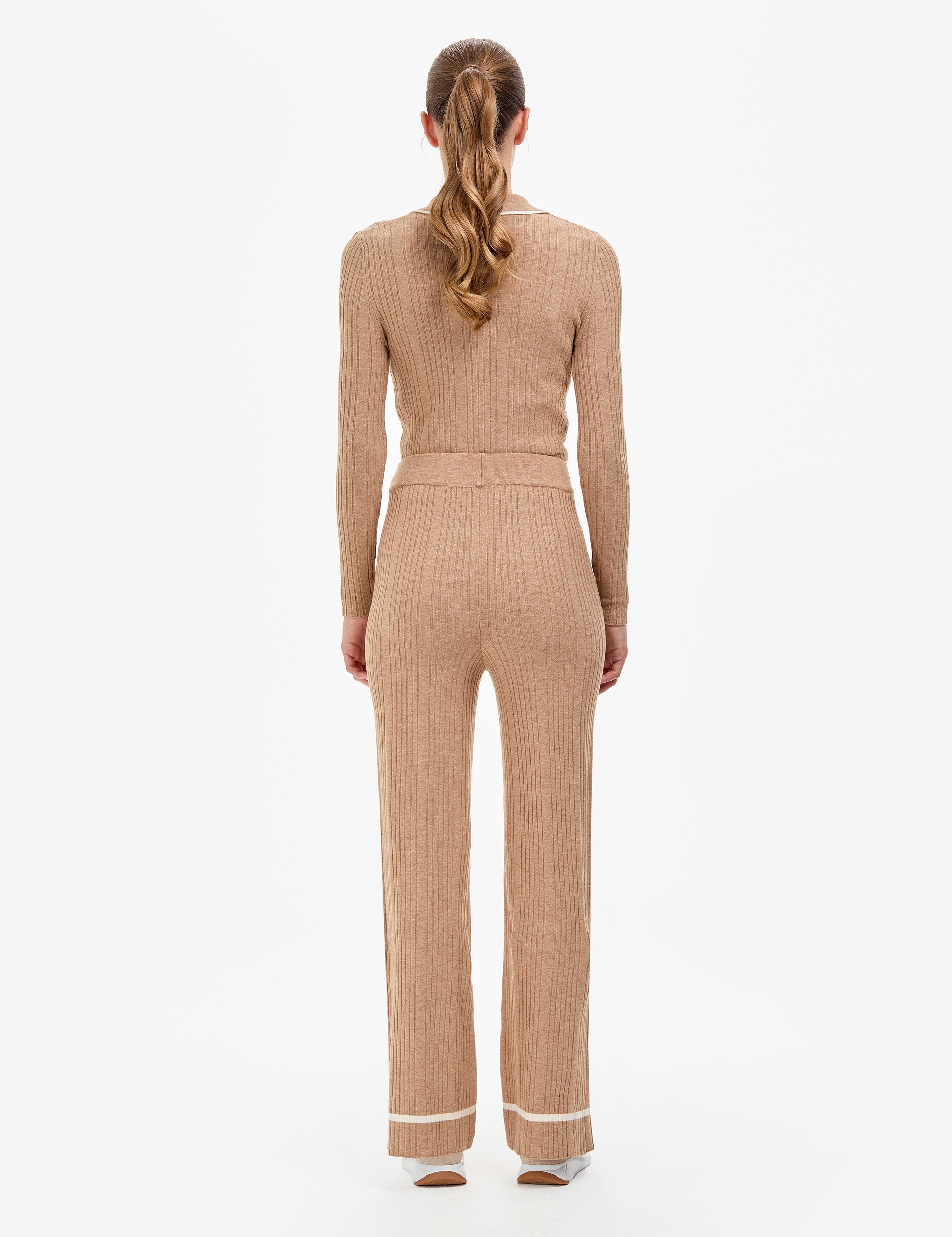 Bej Loose Fit Triko Pantolon