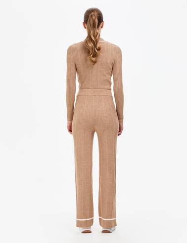 Bej Loose Fit Triko Pantolon