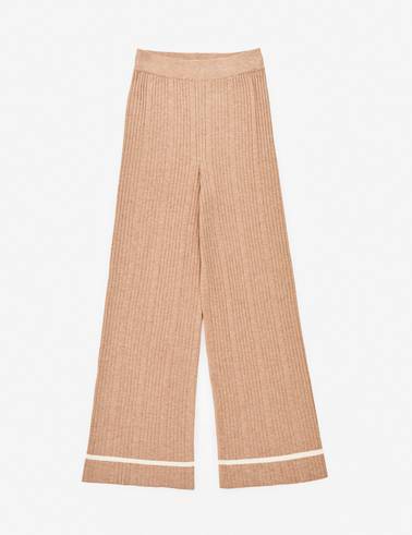 Bej Loose Fit Triko Pantolon
