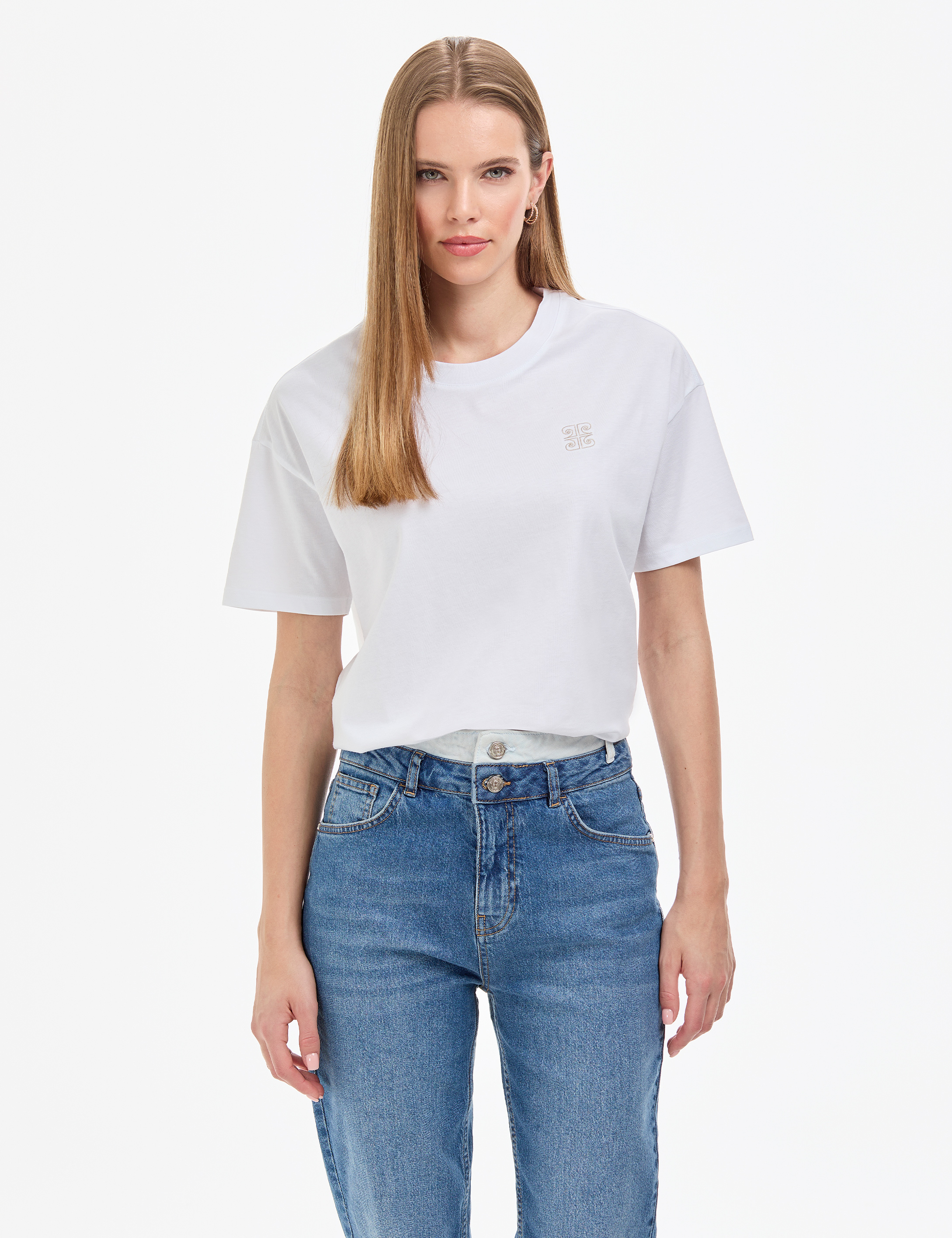 Beyaz Oversize Tişört - 50323569010